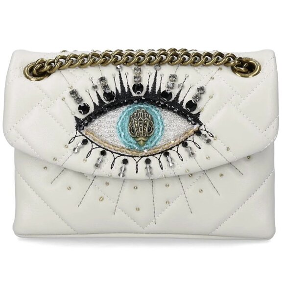 Kurt Geiger Mini Kensington Eye Quilted Leather Crossbody Bag Bone NWT $225 - Picture 8 of 10